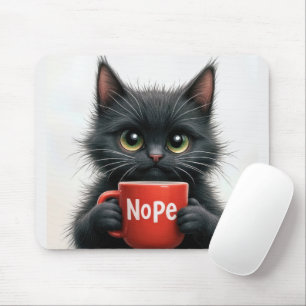 Svart katt med kaffe Mugg Musmatta
