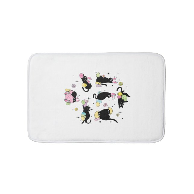 Svart katt med kaninägg Glad påsk-dag Matchande Badrumsmatta (Framsidan)