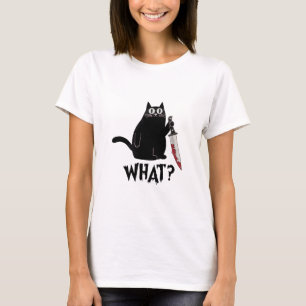 Svart katt med Knivar, men psykofunn, Mörk T Shirt