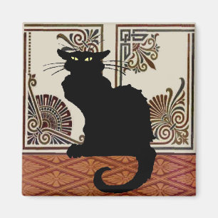 Svart katt med konstskärmen magnet