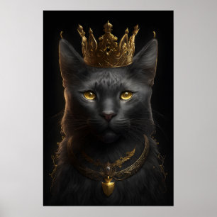 Svart katt med Krona - Poster väggkonst