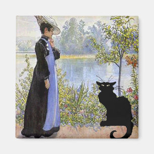 Svart katt med kvinna magnet