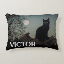 Svart katt med Måne på Träd Limb-eget namn