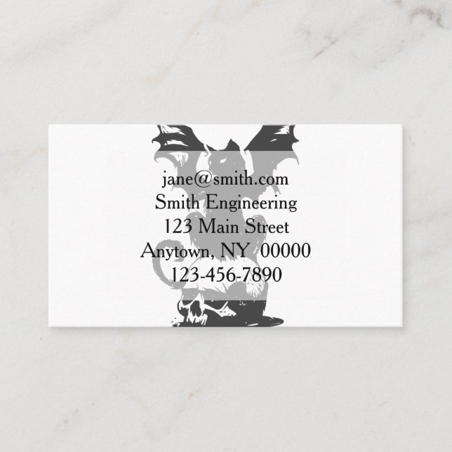 Svart katt med monster vinge - Välj tillbaka färg Visitkort (Framsida)