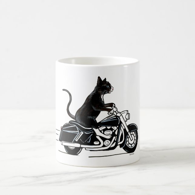 Svart katt med motorcykel kaffemugg (Center)