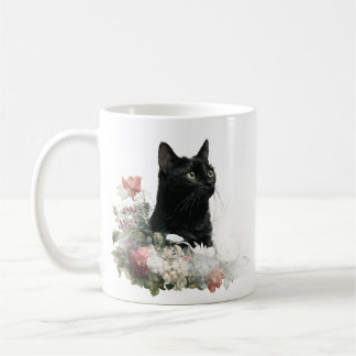 Svart Katt med Nyck Kaffemugg