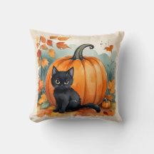Svart katt med Pumpkin Decorative Halloween