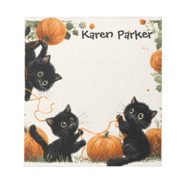 Svart katt med Pumpkin-inspirerad Orange Anteckningsblock