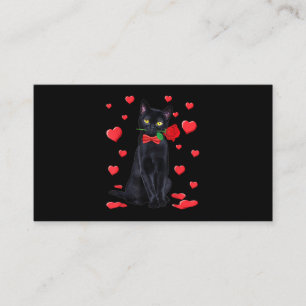 Svart katt med Ro Valentines Shirt Valentine Cat Visitkort