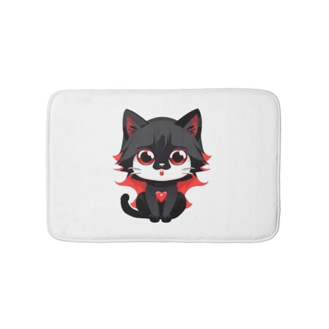 Svart katt med röd färg badrumsmatta (Framsidan)