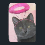 Svart katt med Rosa angel Halo iPad Mini Skydd<br><div class="desc">Husdjur</div>