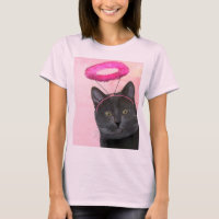 Svart katt med Rosa angel Halo