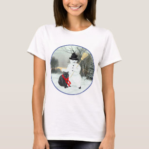 Svart katt med snöman tee shirt