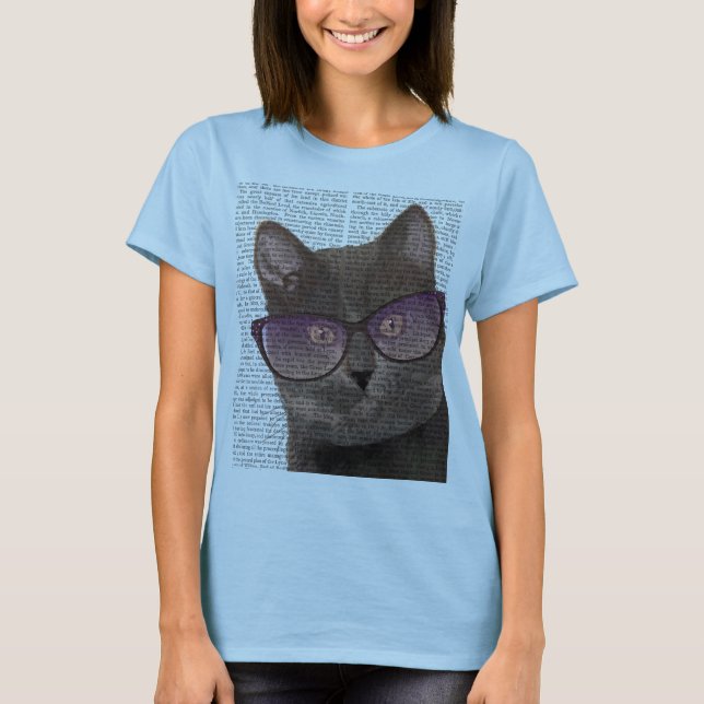 Svart katt med solglasögon 2 t-shirt (Framsida)