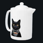 Svart katt med streckruta<br><div class="desc">Svart katt med tekanna för streckruta</div>