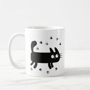 Svart katt med Tass avtryck - Cute Mugg