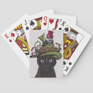 Svart katt med Tekanna och Uggla Casinokort