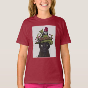 Svart katt med Tekanna och Uggla T Shirt
