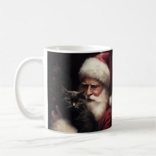 Svart katt med tomte festlig jul kaffemugg