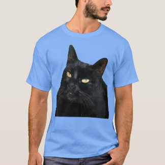Svart katt med vacker Gult Ögon Vector Art Cu T Shirt