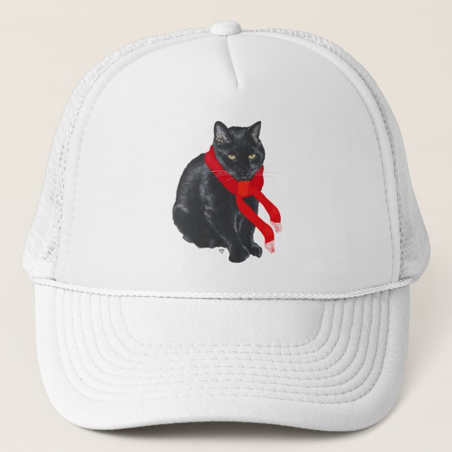 Svart katt med varm vid jul keps (Framsida)