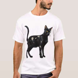 Svart katt med vit 2 t shirt
