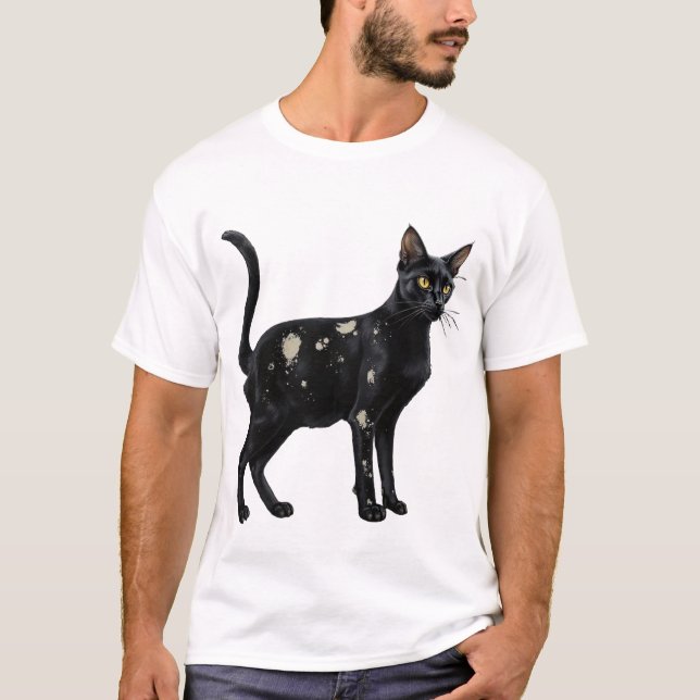 Svart katt med vit 2 t shirt (Framsida)