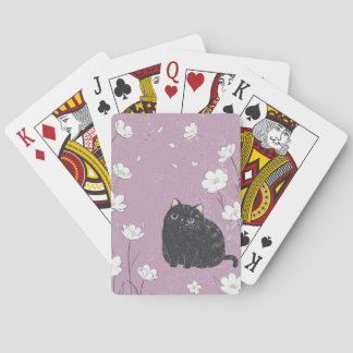 Svart katt med vita blommor casinokort