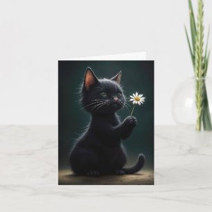 Svart Katt med vitt anteckningskort för Daisy