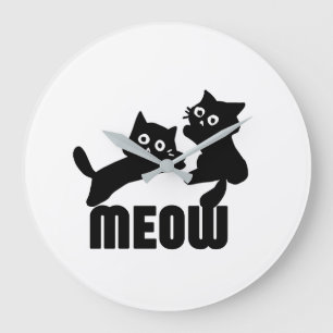 svart katt,mej stor klocka