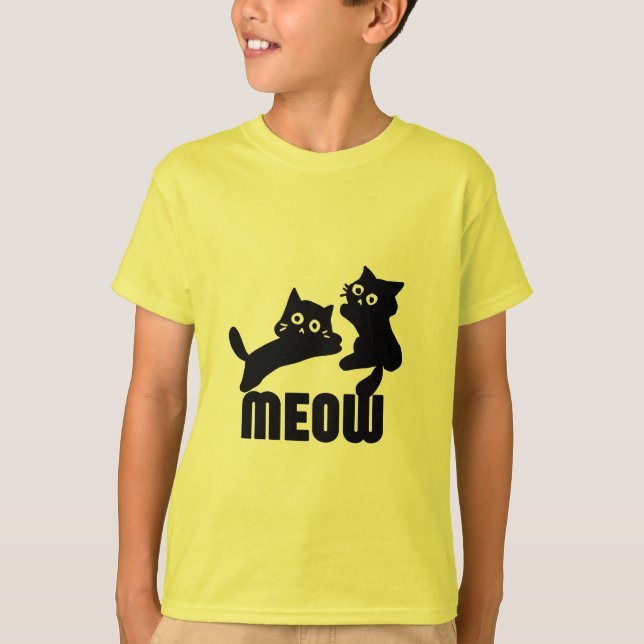 svart katt,mej t shirt (Framsida)