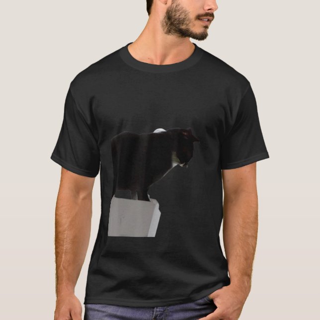 Svart katt meme kvick kattunge t shirt (Framsida)