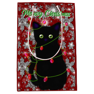 Svart katt Meowy jul-snowflake ljus