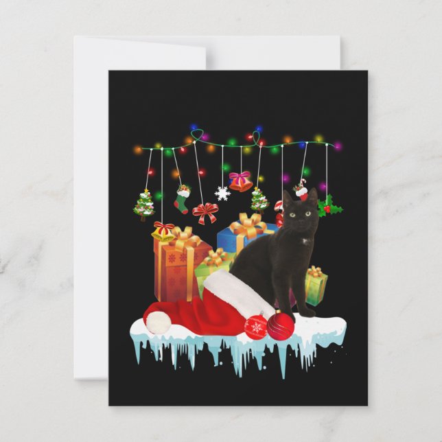 Svart katt min jul tack kort (Framsida)