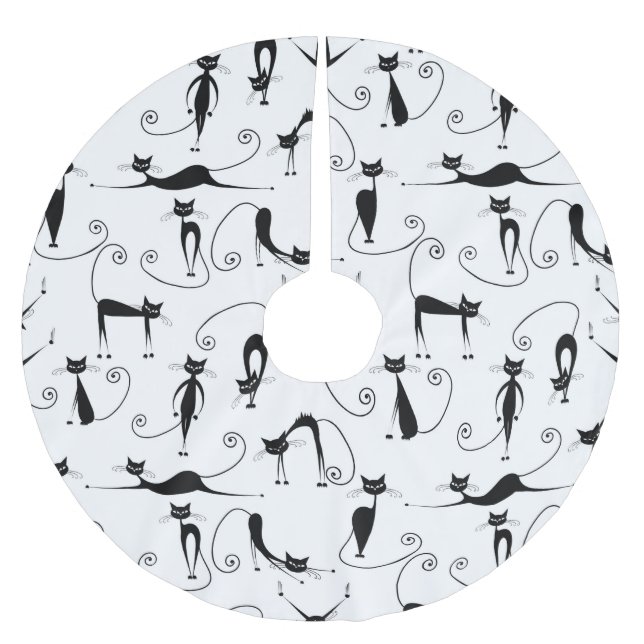 Svart katt Mönster med vimisk Smala Julgransmatta Borstad Polyester (Framsidan)