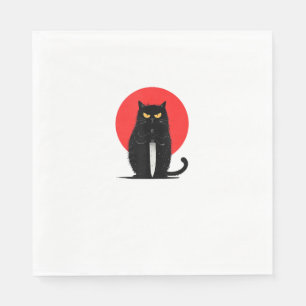 Svart katt mördare seriemördare Halloween grafik Pappersservett