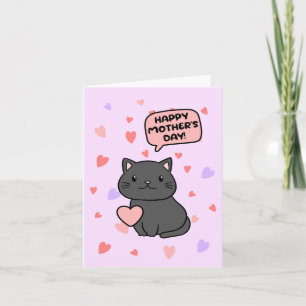 Svart katt mors dag-kort kort