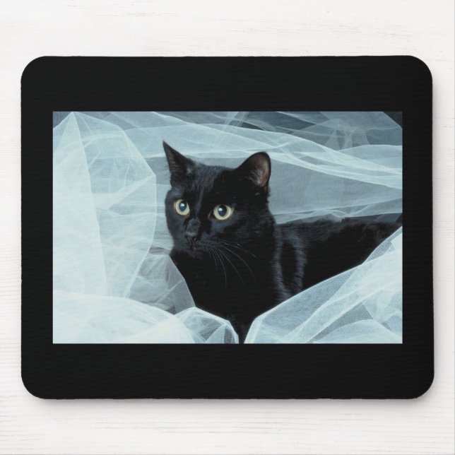 Svart katt Mousepad Musmatta (Framsidan)