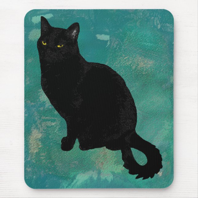 Svart katt Mousepad Musmatta (Framsidan)