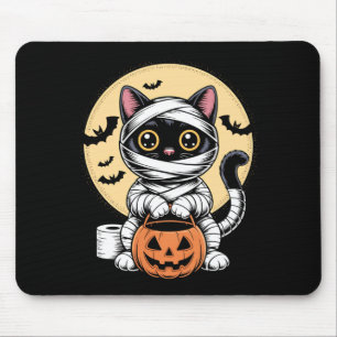 Svart Katt Mummy Män Kvinnor Barn Halloween Roligt Musmatta