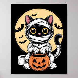Svart Katt Mummy Män Kvinnor Barn Halloween Roligt Poster