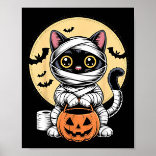 Svart Katt Mummy Män Kvinnor Barn Halloween Roligt Poster