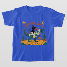 Svart katt & Mummy T-Rex Halloween Åktur T Shirt