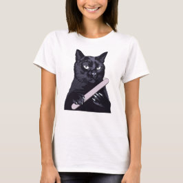 Svart Katt Nagelfil Manikyr Roligt Sassy Illustrat T Shirt