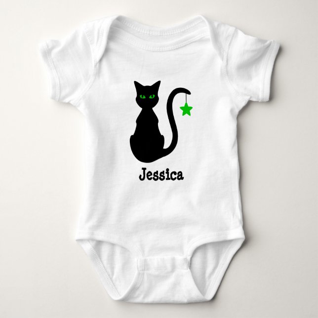 Svart katt Namn Baby T Shirt (Framsida)