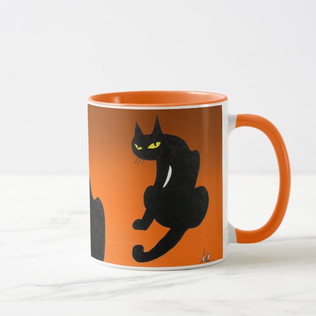 SVART KATT NINJA Orange Halloween Mugg (Höger)