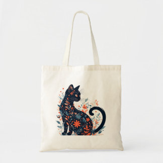 Svart katt och Blommigt - enkel men vacker Tygkasse