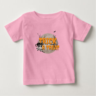 Svart katt och dödskalle trick or treat Halloween T Shirt