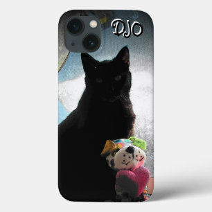 Svart katt och fastsatt Hund Fodral-Mate iphone ca