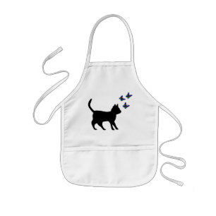 Svart katt och fjäril barnförkläde